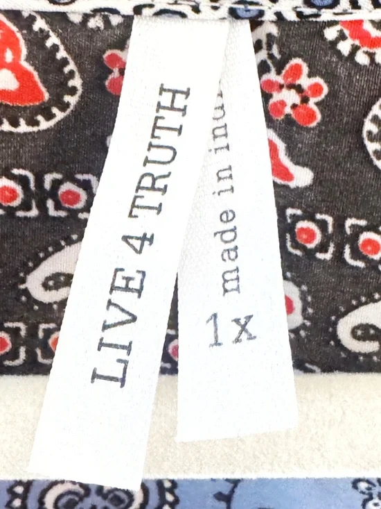 Live 4 Truth Blouse 1X Boho Floral Patchwork Smocked Peplum V Neck Spring Top - Picture 5 of 7